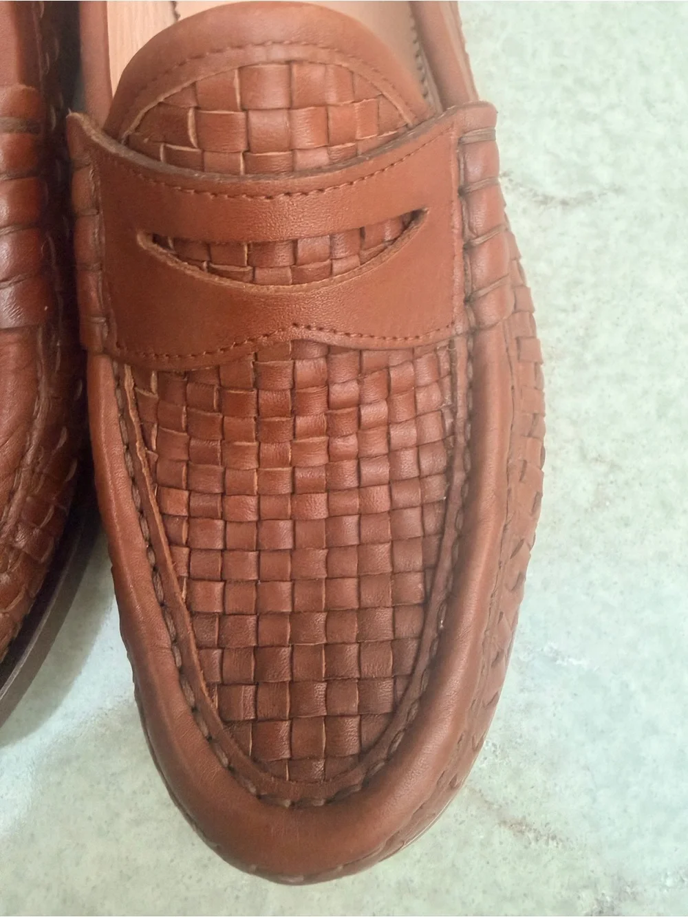 J. Crew Woven Leather Penny Loafers in Brown